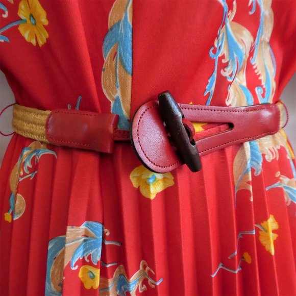 Vintage 60s 70s Sears Shirt Western Dress Cowl Neck Pleated Peak Yoke Belt M L - Picture 4 of 10